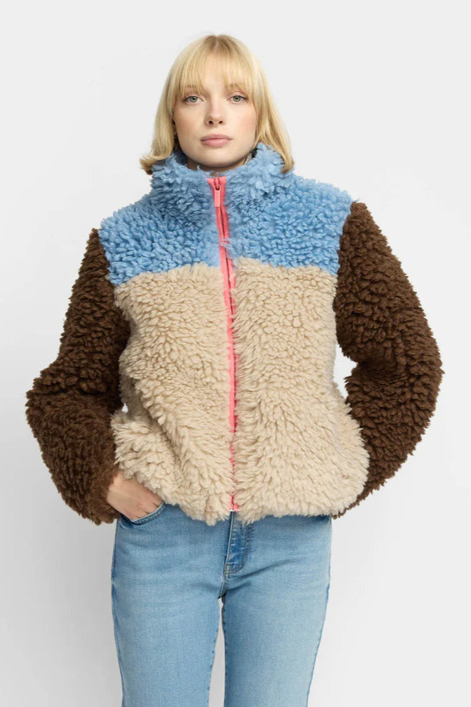Chunky Block Teddy Fleece in Blue