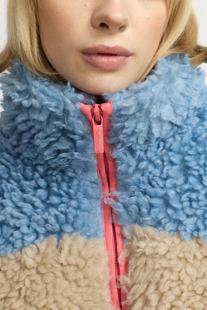 Chunky Block Teddy Fleece in Blue