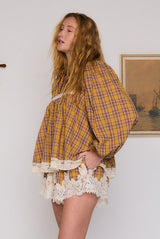Cleo Lace Trim Blouse in Multi Check