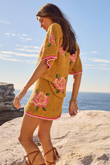 Coastal Granny Knit Skirt in Mustard