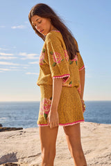 Coastal Granny Knit Skirt in Mustard