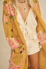 Coastal Granny Maxi Cardigan in Mustard