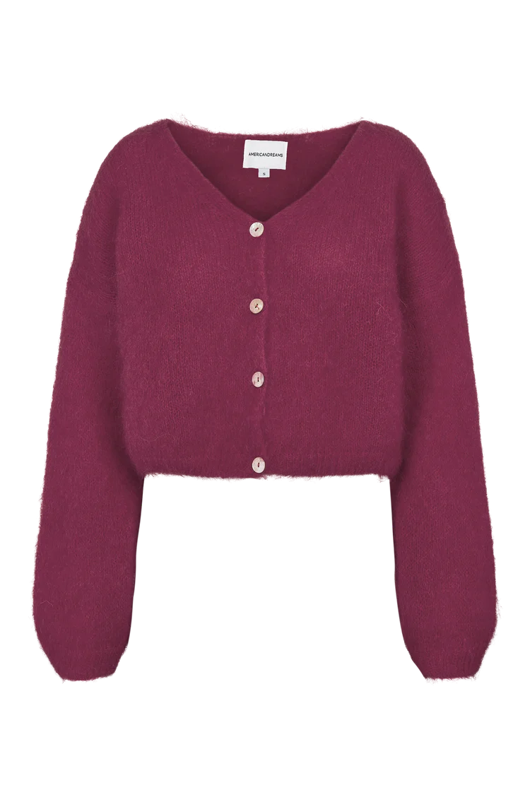 Cropped Mohair Knit in Bordeaux
