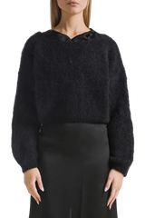 Cropped Mohair Knit in Black