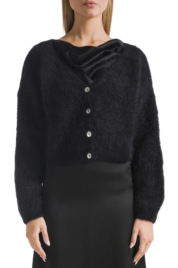 Cropped Mohair Knit in Black