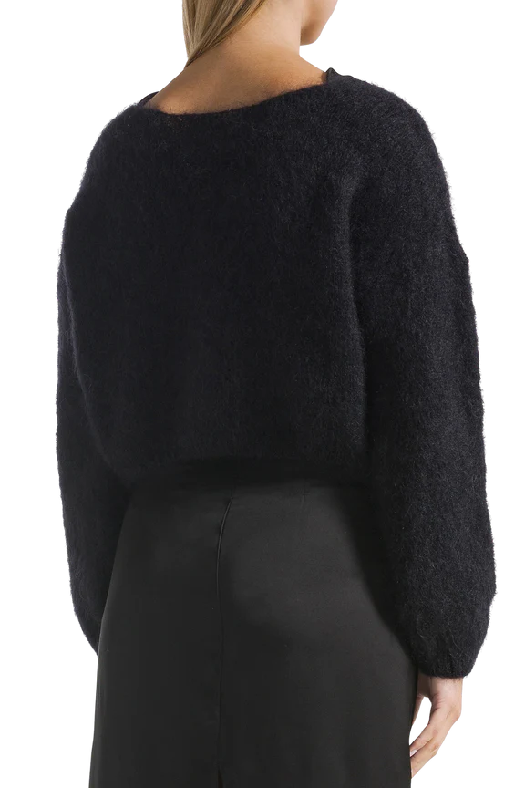 Cropped Mohair Knit in Black