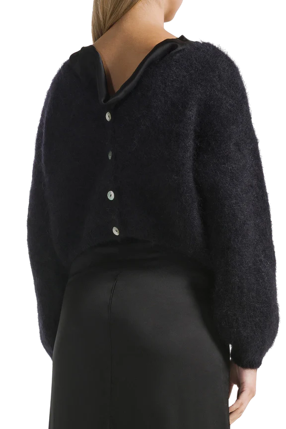 Cropped Mohair Knit in Black