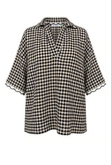 Crochet Oversized Top in Black White Check