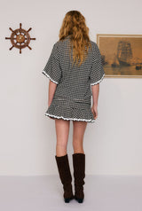Crochet Swing Mini Skirt in Black White Check
