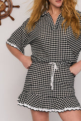 Crochet Swing Mini Skirt in Black White Check