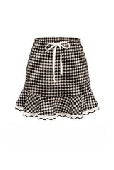 Crochet Swing Mini Skirt in Black White Check