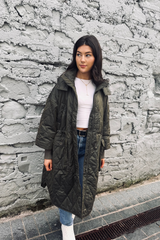 Quilted Hooded Longline Coat (Two Colour-Ways)