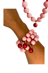 Beau pink + red beaded charm bracelet