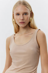Diza Ribbed Tank Top in Beige