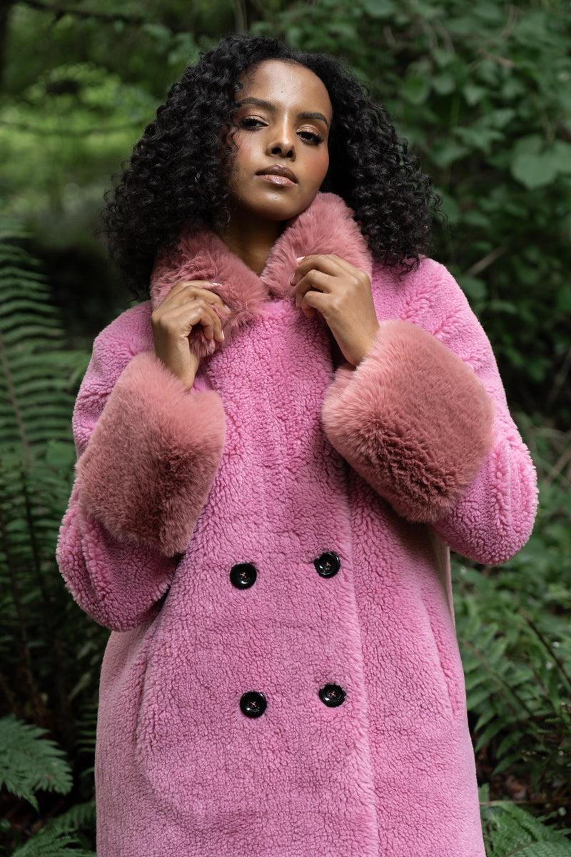 Pink coat teddy hotsell