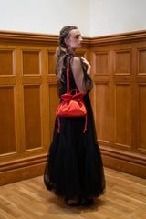 Petal Cinch Scarlet Satin Bag