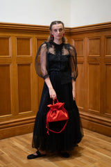 Petal Cinch Scarlet Satin Bag