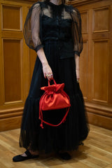 Petal Cinch Scarlet Satin Bag