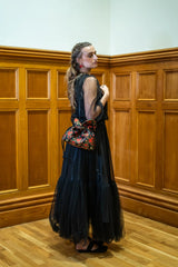 Petal Cinch Bag in Floral Embroidered Satin