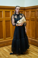 Bow Clutch in Gilded Gold Cotton