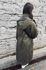 Quilted Hooded Longline Coat (Two Colour-Ways)