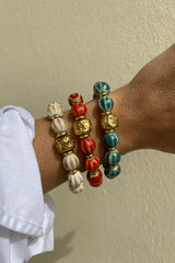 Ceramic Scrunchie Bracelet in Green Moon