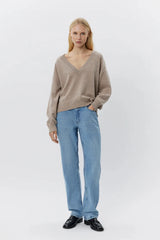 Brown Melange Wool Knit Sweater