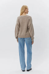 Brown Melange Wool Knit Sweater