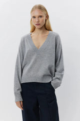 Grey Melange Wool Knit Sweater