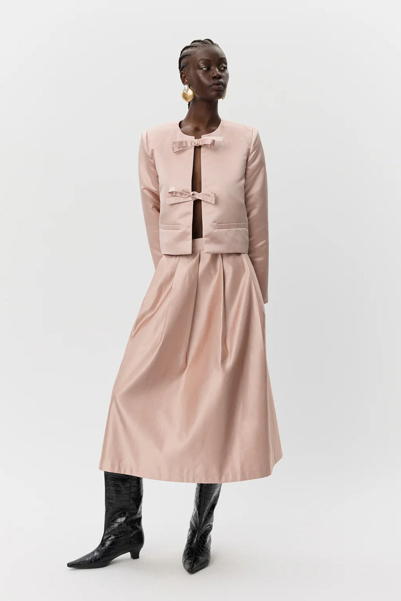Satin Bow Jacket in Blush