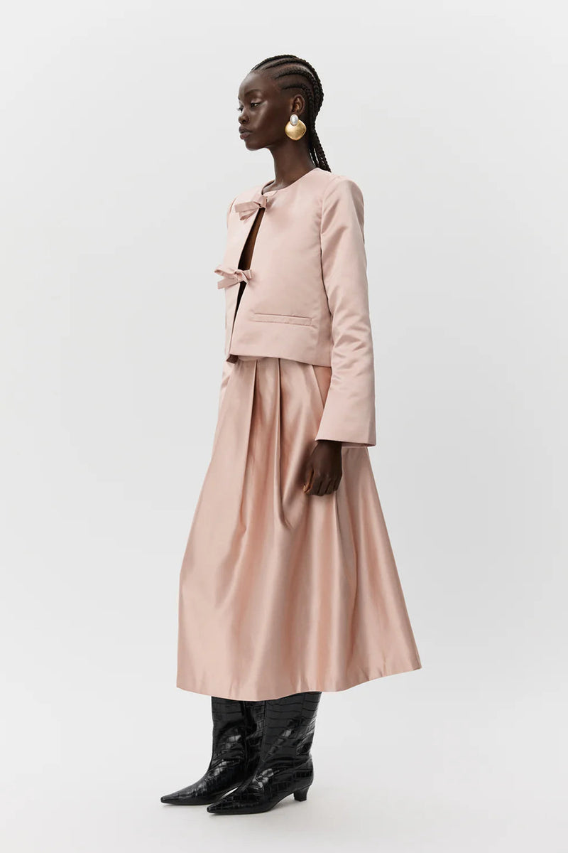 Satin Bow Jacket in Blush