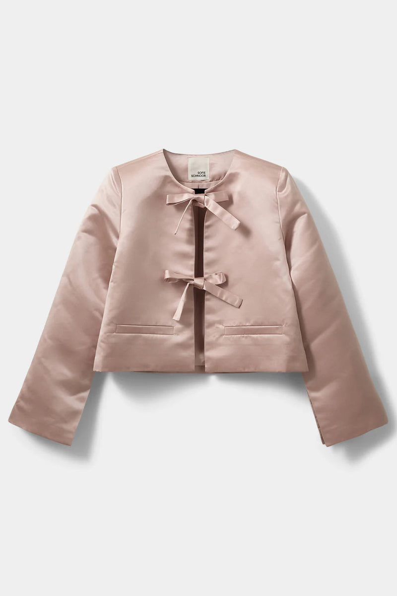 Satin Bow Jacket in Blush