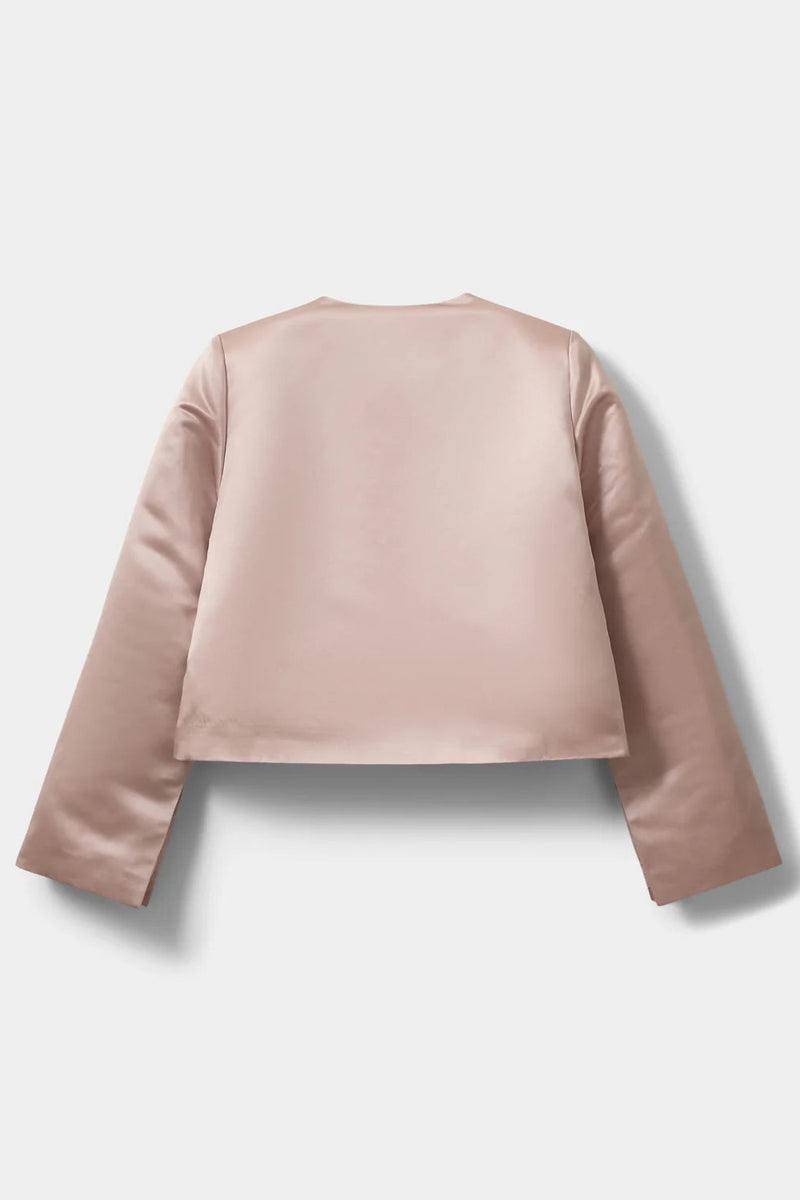 Satin Bow Jacket in Blush