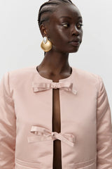 Satin Bow Jacket in Blush