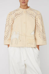 Embroidery Anglaise Jacket in Creme Tones