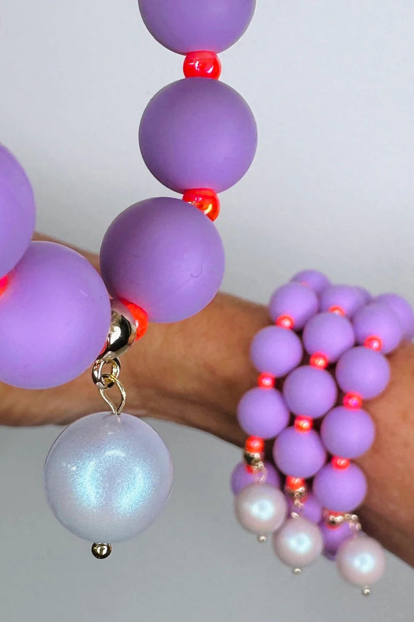 Beau lilac + neon orange beaded bracelet