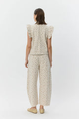 Farah Frill Sleeve Vest in Rose Florals