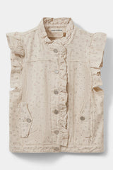 Farah Frill Sleeve Vest in Rose Florals