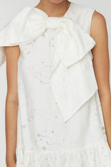 Large Bow Mini Dress in White