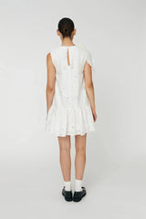 Large Bow Mini Dress in White