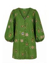 Firefly Billow Sleeve Mini Dress in Green