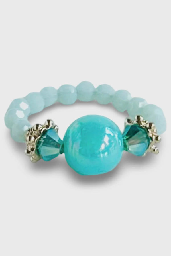 Azure Ocean Beaded Ring