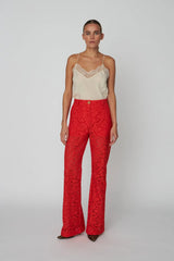 Heavy Lace Trouser in Red Lips