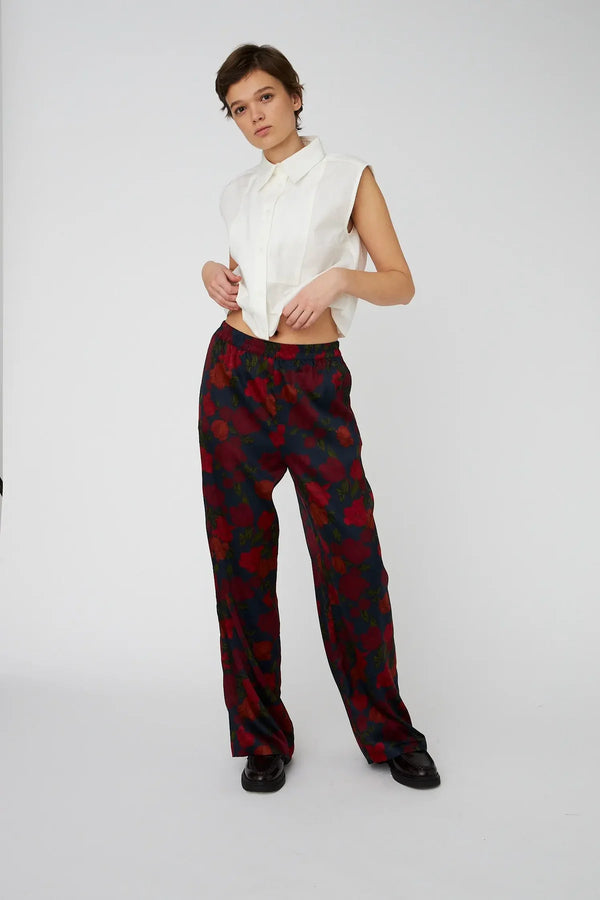 Silk Trousers in Flower Forest