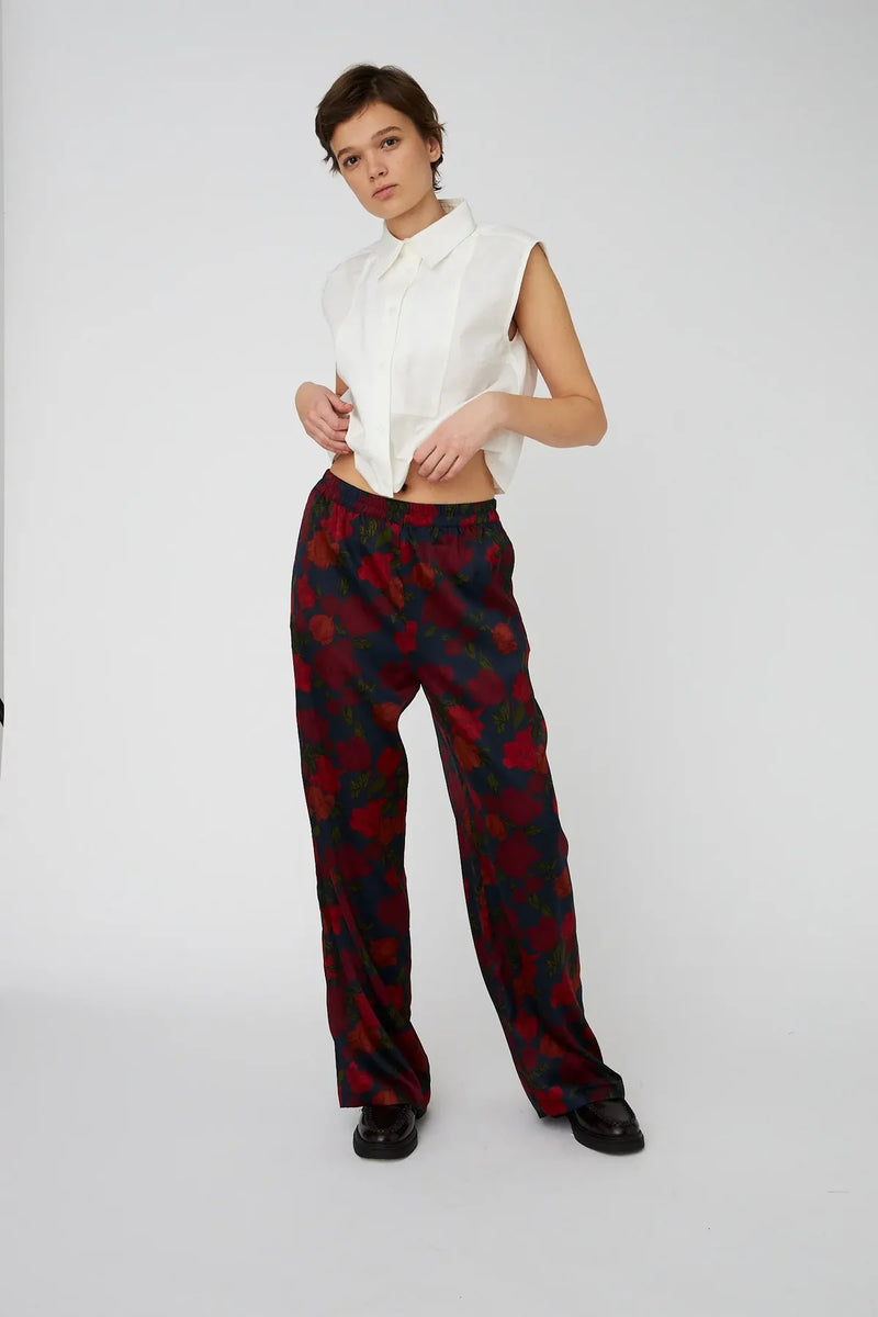 Silk Trousers in Flower Forest
