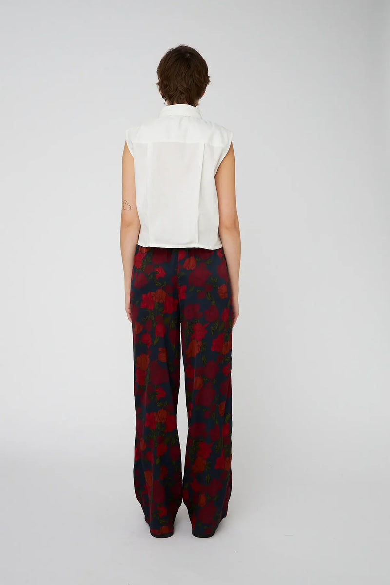 Silk Trousers in Flower Forest