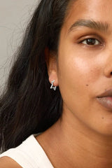 Mini Organic Star Hoops in Silver