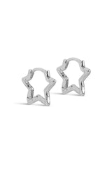 Mini Organic Star Hoops in Silver