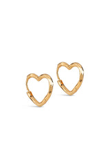 Hammered Heart Hoops in Gold