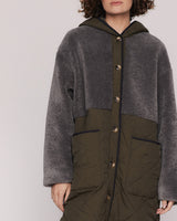 Harlow Quilted Midi Parker in Khaki